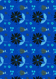 蓝色花卉几何图案织物纹理