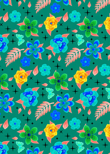 多彩花卉图案背景纹理