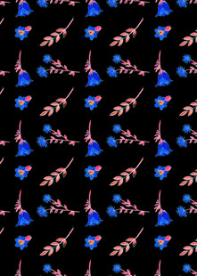 黑色底花卉图案纹理