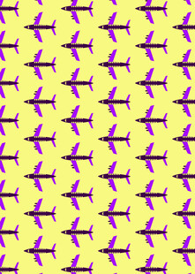 黄色背景紫色飞机图案