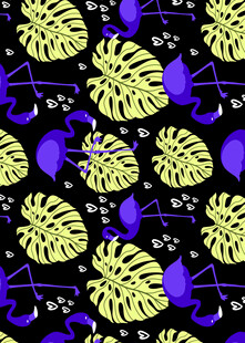 紫色热带风章鱼龟背叶图案