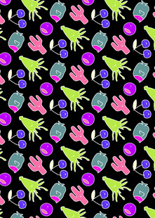 多彩动物与植物图案背景