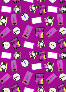 紫色卡通元素无缝背景图