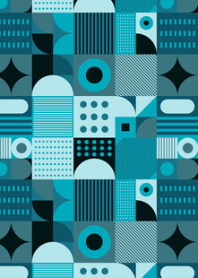 蓝调几何抽象图案背景
