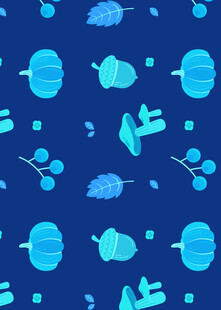 蓝色清新风动植物图案