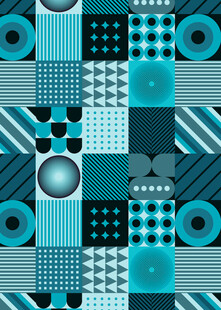 蓝调几何图案拼接