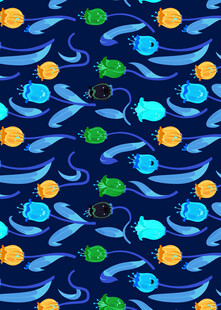 海洋风多彩小鱼图案背景