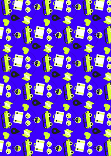 蓝色底多彩图案无缝纹理