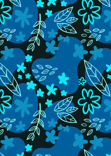 蓝色花卉图案背景纹理