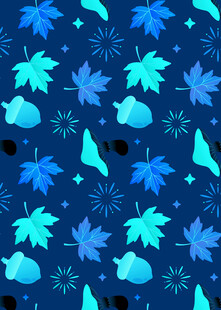蓝色枫叶雪花图案背景