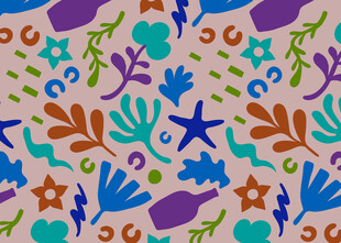 海洋元素多彩无缝图案