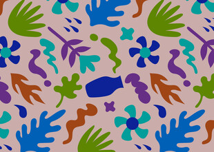 多彩植物动物图案背景