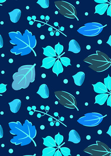 蓝色花卉叶子图案背景