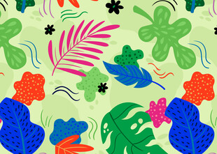 热带植物多彩图案背景