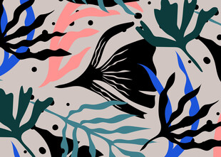 热带植物风抽象图案设计