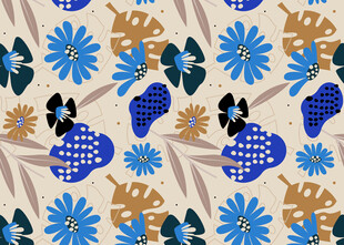 蓝黄花卉图案装饰背景