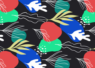 多彩几何植物抽象图案