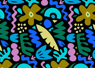 多彩花卉飞鸟图案设计