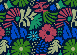 多彩花卉几何图案纹理