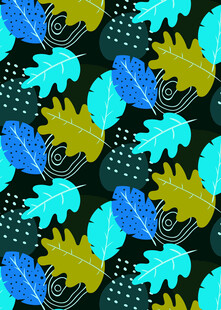 蓝黄树叶图案背景