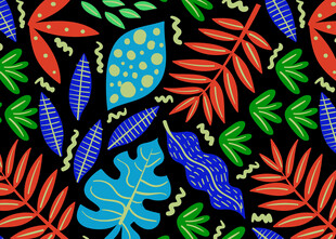 多彩热带植物图案背景