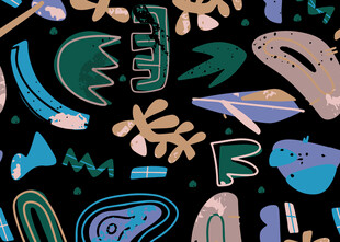 抽象多彩字母与图形图案