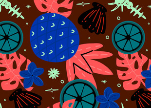 抽象几何植物图案插画