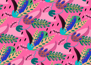 粉色背景火烈鸟植物图案