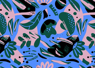 青蛙与植物的奇幻图案