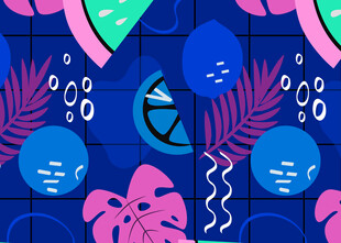 热带风情几何图案背景