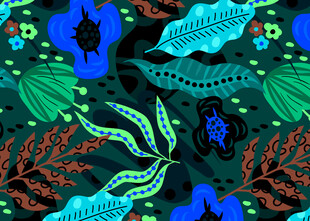 多彩海洋植物图案设计