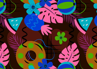 多彩热带风植物图案纹理