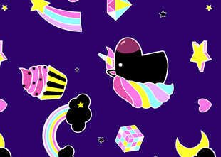 梦幻独角兽卡通图案设计