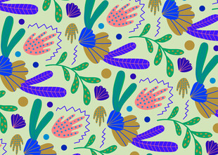 清新植物花卉无缝图案