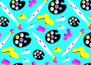 多彩绘画工具图案背景