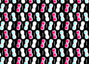 多彩小物件黑色背景图案