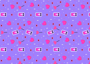 紫色背景的可爱图案设计