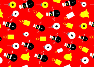 红色背景趣味图标图案