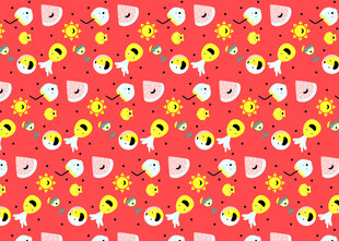 红色背景可爱图案无缝纹理