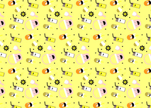 黄色花卉图案背景纹理
