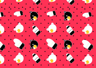 卡通厨具图案红色背景