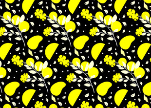 黄色水果图案印花布料