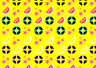 水果图案的多彩几何背景