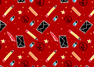 红色圣诞元素无缝图案