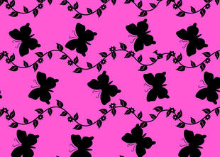 粉色背景黑色蝴蝶图案