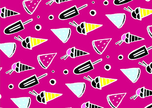 粉色背景多彩派对元素图案