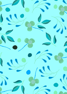 清新绿叶碎花图案背景