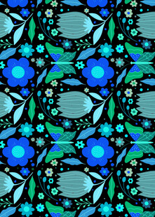 蓝绿色调几何图案装饰画