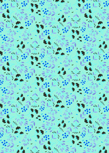 清新蓝绿花卉图案背景