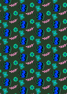 绿色底多彩图案无缝背景